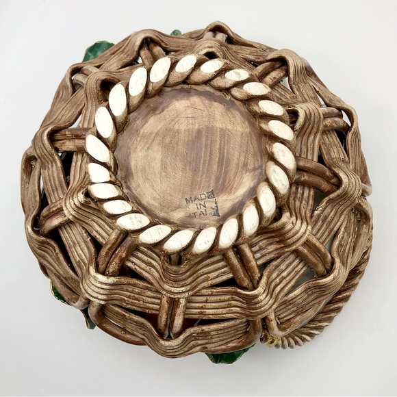 Kintsugi Italian Pottery Vegetable Basket Majolica Gold Crack Art Gift Italy MCM - Picture 14 of 16